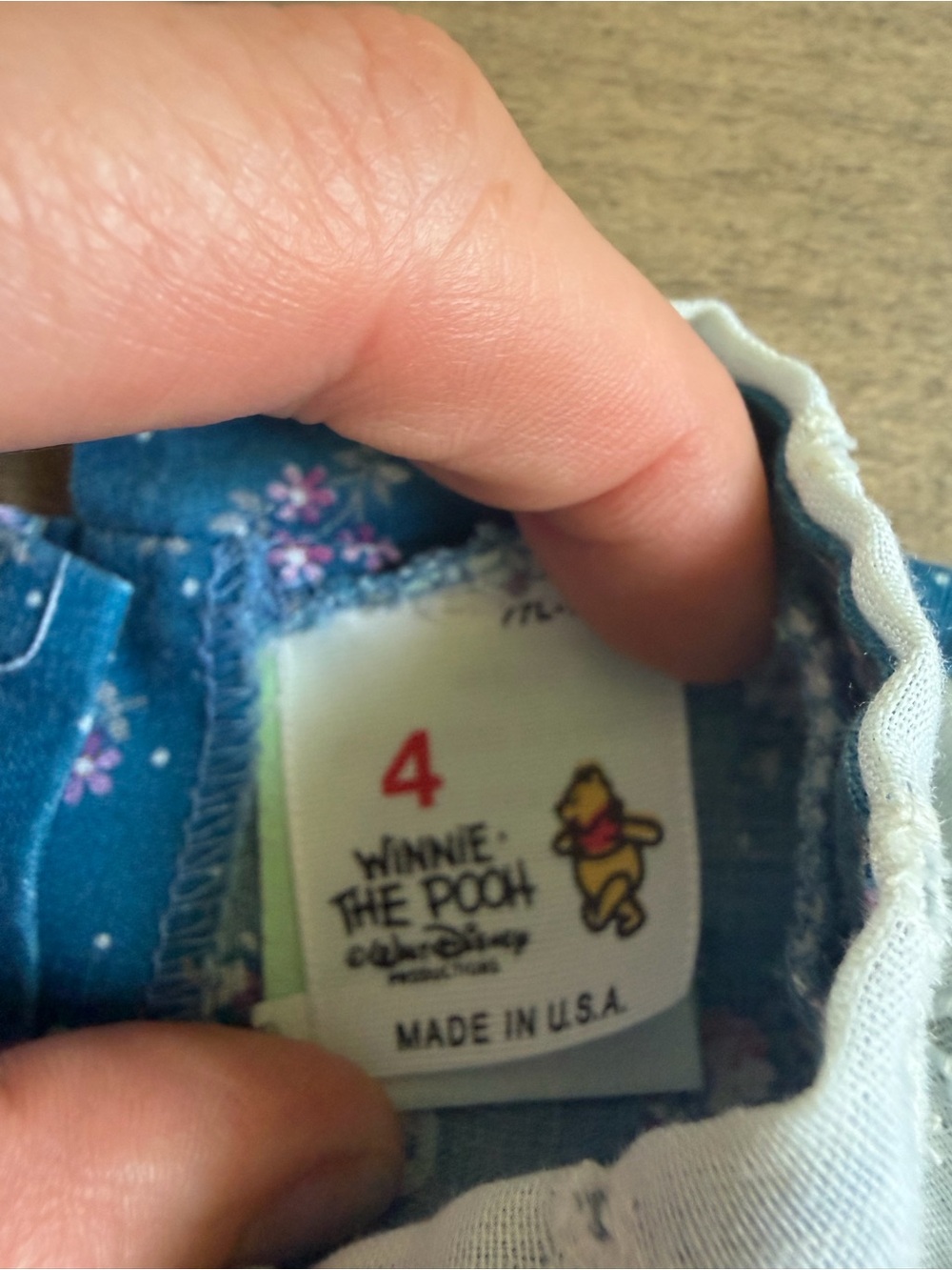 Winnie the Pooh Floral Dress - Blue with Pink Flowers - Picture 4 of 6